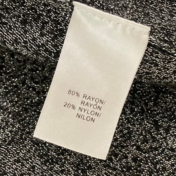 NWOT NINA LEONARD Cardigan XL Silver Black Sparkle Open Flared-Long-Sleeve - Picture 5 of 8